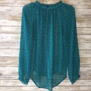 ELLE polka Dot Blouse size small in teal